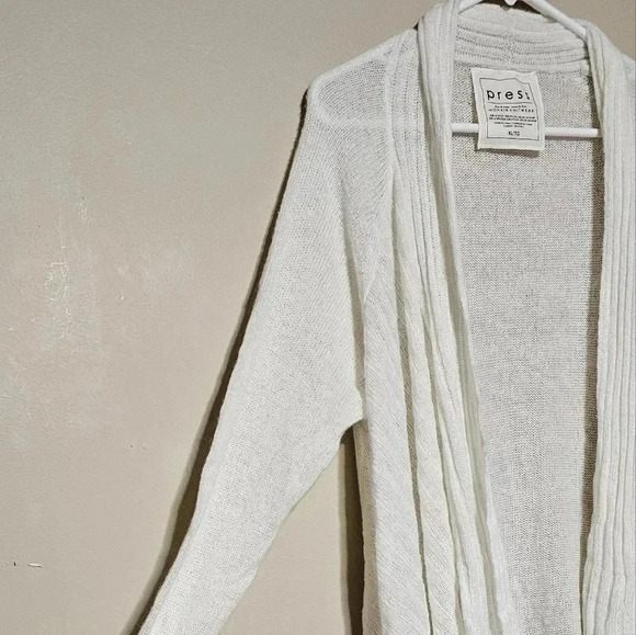 Press Mohair Knitwear Cardigan Sweater Women's Size XL Light Knit Cream Long - Picture 3 of 6